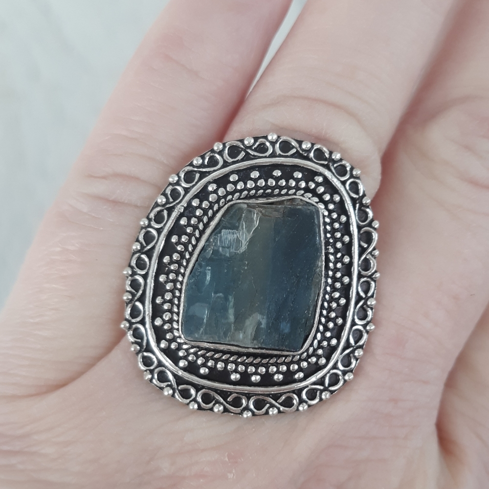 New Rough Kyanite 925 Silver Ring.